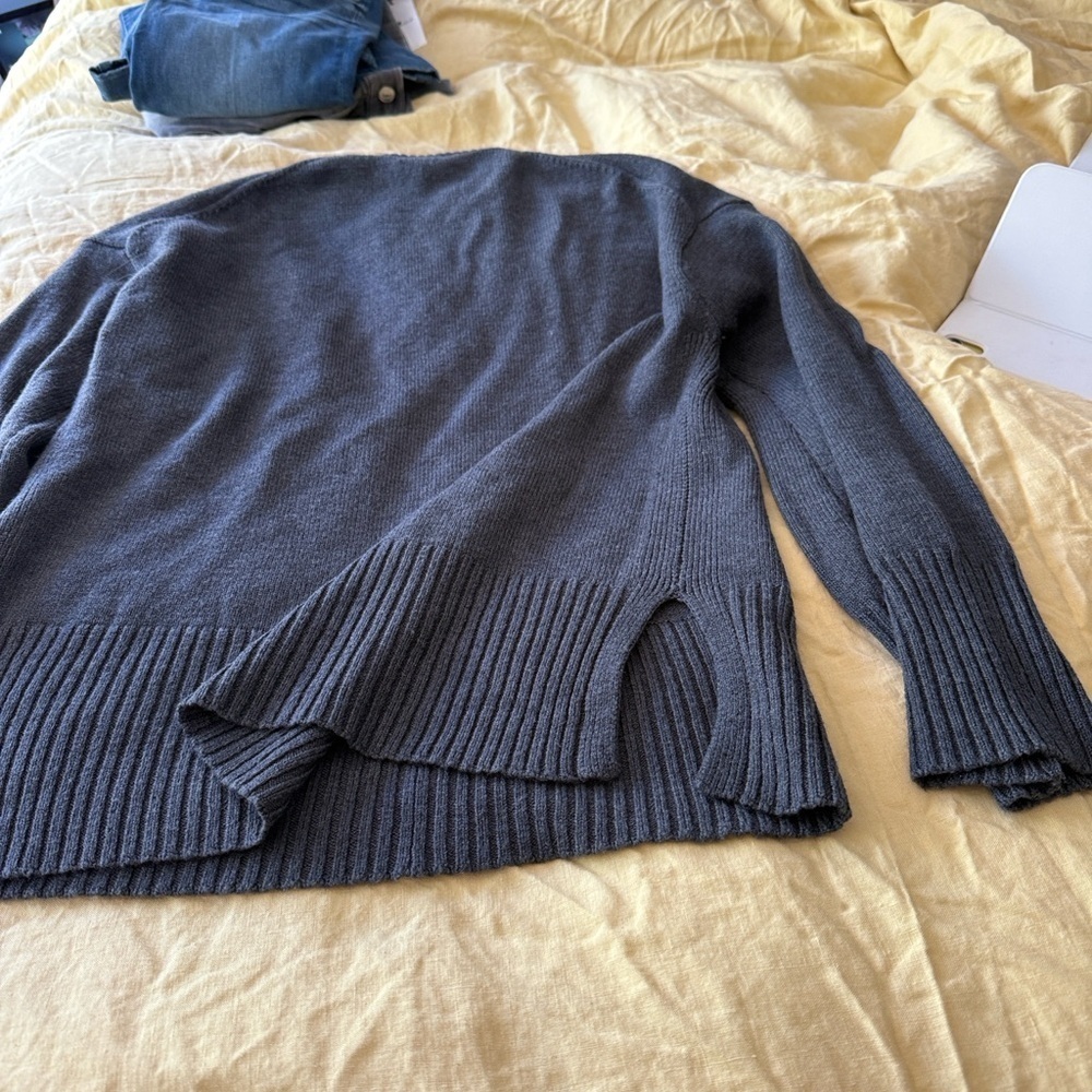 Nordstrom Wool Blend Gray Ribbed Crew Neck Sweater – Size Small - Picture 5 of 7